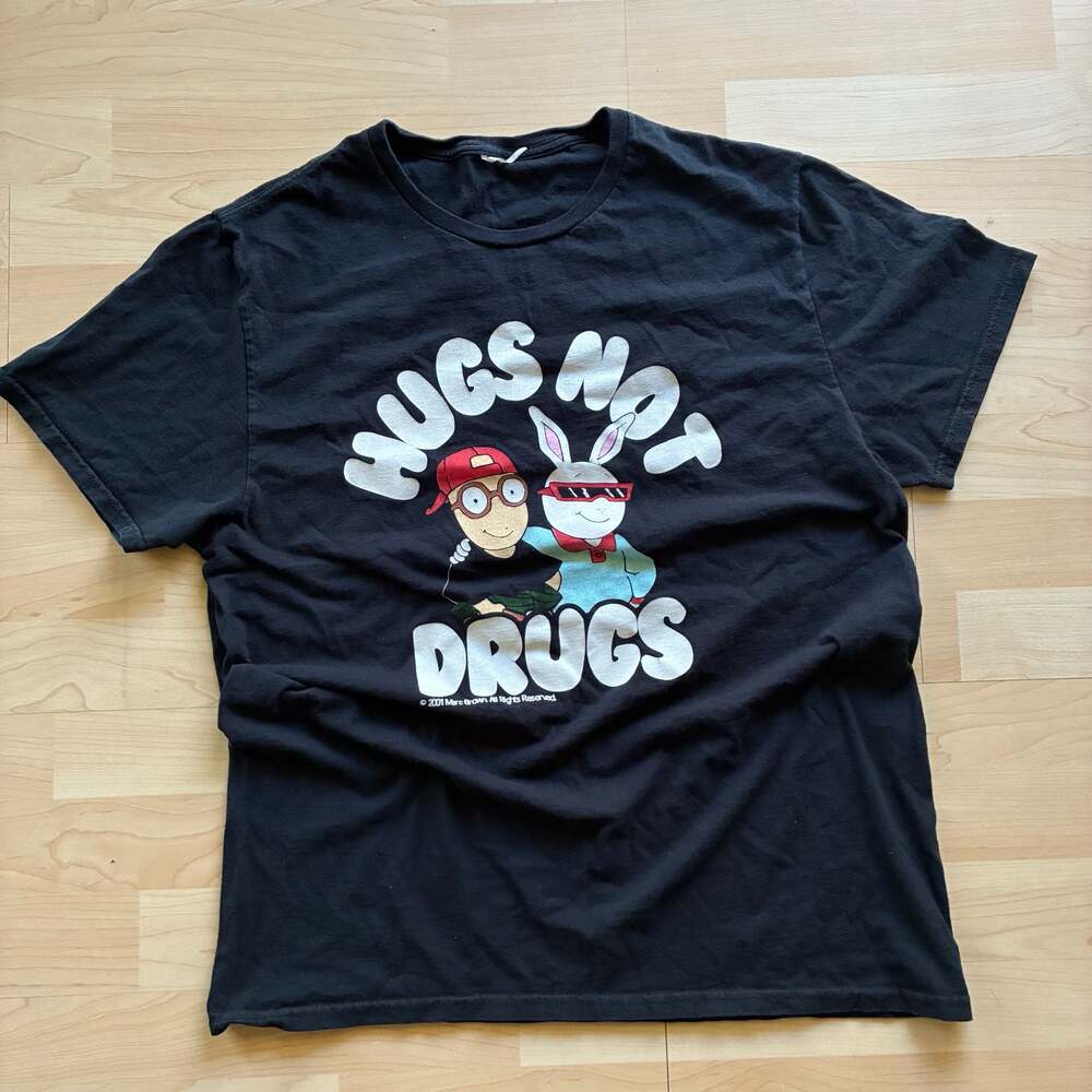 Vintage Y2K 2001 Marc Brown Arthur Hugs Not Drugs Graphic T-Shirt